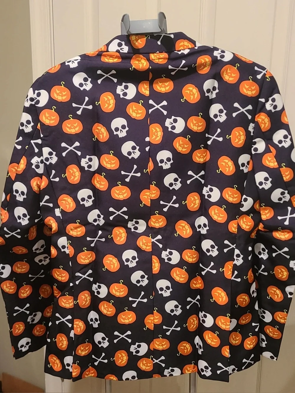 Black Blazer with Orange Pumpkin Print